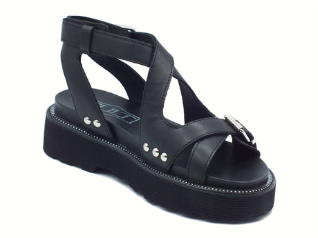 CULT CULT Sandali zeppa bassa Donna CLW447200 Ziggy Leather Black pelle nero Black