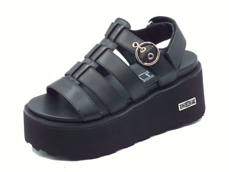 CULT CULT CLW448800 Nancy Black Sandali per Donna in pelle zeppa alta Black