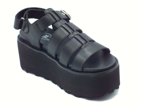 CULT CULT CLW448800 Nancy Black Sandali per Donna in pelle zeppa alta Black