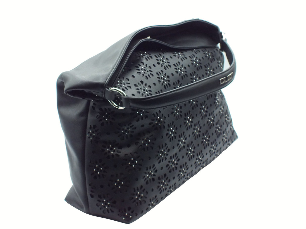 CULT CULT Nina Large Hobo Bag Black Borsa per Donna con monospalla in ecopelle laserata nera con lampo Black
