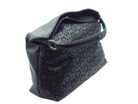 CULT CULT Nina Large Hobo Bag Black Borsa per Donna con monospalla in ecopelle laserata nera con lampo Black