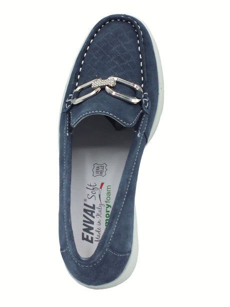 ENVAL Soft ENVAL Soft 7752022 Scam. Superior Jeans Mocassini Confort per Donna in nabuk con zeppa blu