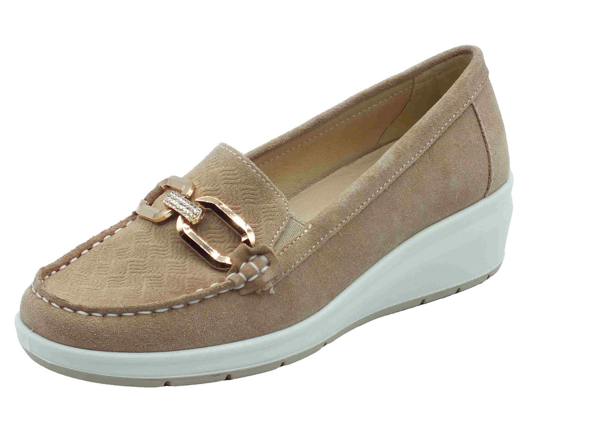 ENVAL Soft ENVAL Soft 7752033 Scam. Superior Biscotto Mocassini Confort per Donna in nabuk con zeppa Biscotto