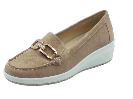 ENVAL Soft ENVAL Soft 7752033 Scam. Superior Biscotto Mocassini Confort per Donna in nabuk con zeppa Biscotto