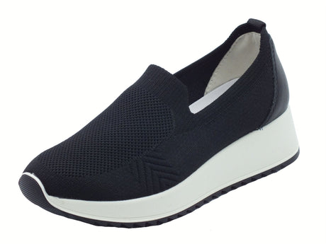 ENVAL Soft ENVAL Soft 7771500 Recy Nero Mocassini Confort per Donna in tessuto zeppa alta Nero
