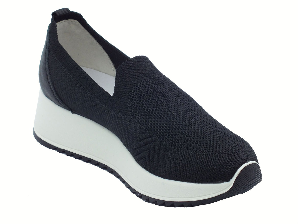 ENVAL Soft ENVAL Soft 7771500 Recy Nero Mocassini Confort per Donna in tessuto zeppa alta Nero