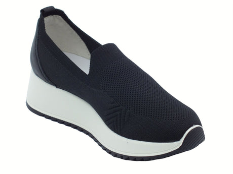 ENVAL Soft ENVAL Soft 7771500 Recy Nero Mocassini Confort per Donna in tessuto zeppa alta Nero