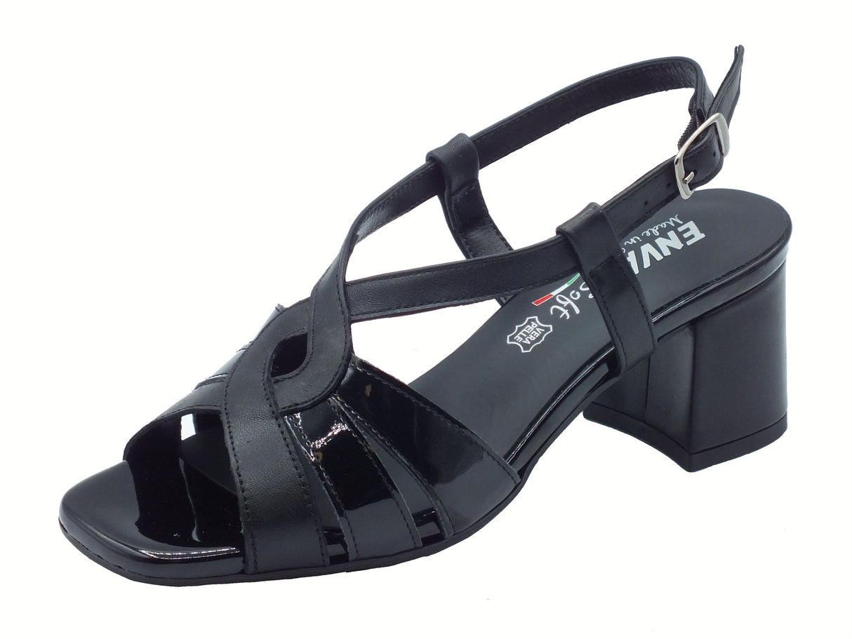 ENVAL Soft ENVAL Soft 7773800 Capra Nappata Nero Sandali Confort per Donna in pelle e vernice tacco alto Nero