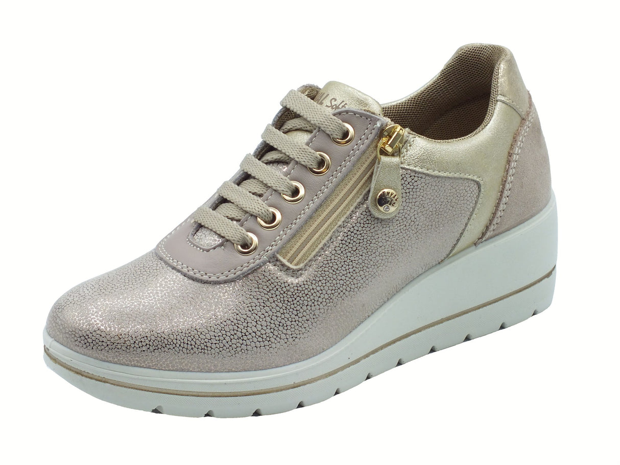 ENVAL Soft ENVAL Soft 7759422 Platino Sneakers Confort per Donna in pelle nabuk e tessuto zeppa alta Platino