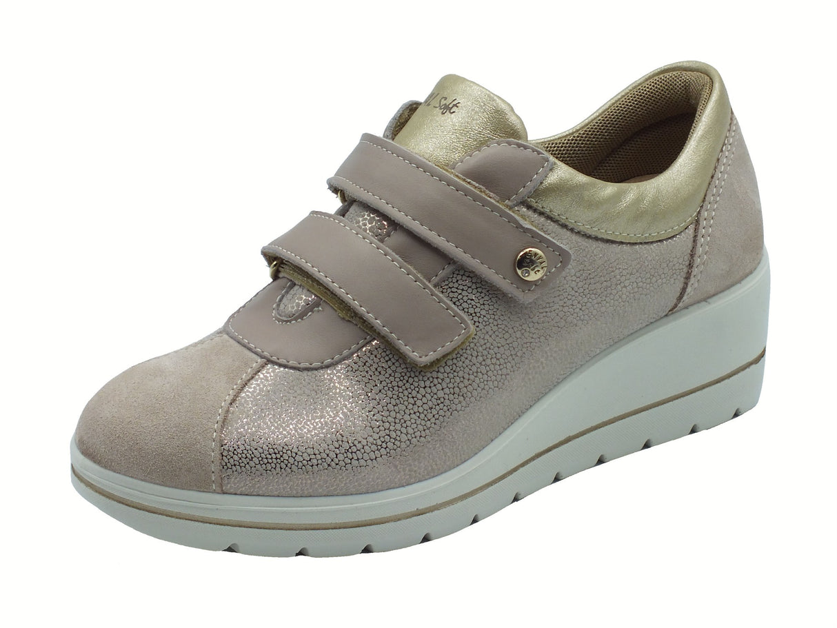 ENVAL Soft ENVAL Soft 7759522 Platino Sneakers Confort per Donna in pelle nabuk e tessuto zeppa alta Platino