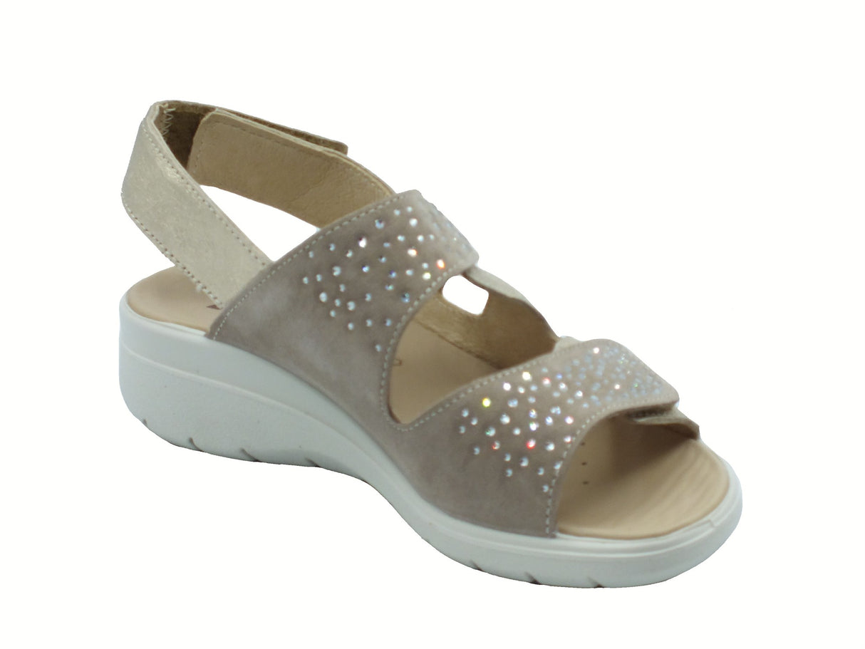 ENVAL Soft ENVAL Soft 7776822 Capra Platino Sandali Confort per Donna in nabuk e pelle Platino