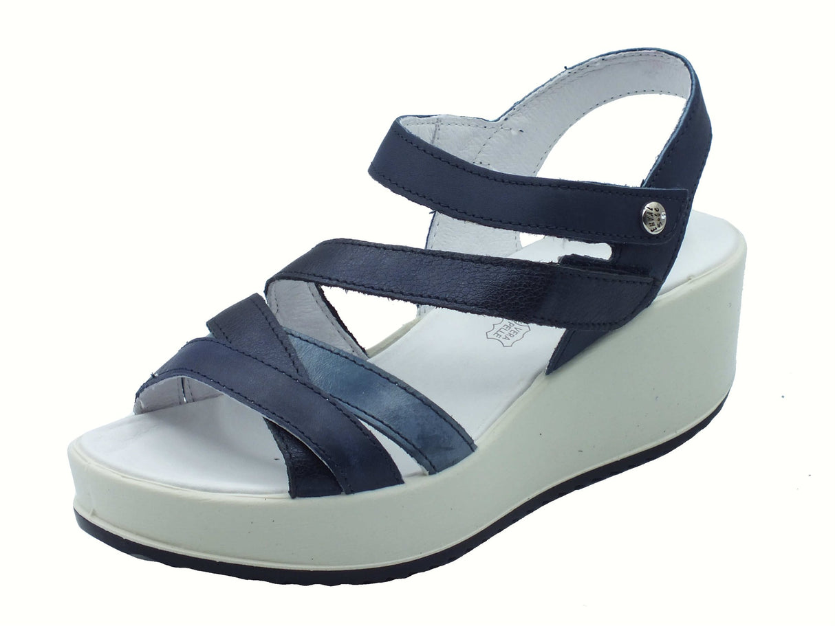 ENVAL Soft ENVAL Soft 7780611 Vitello Anticato Blu Sandali Confort per Donna in pelle doppio stretch Blu