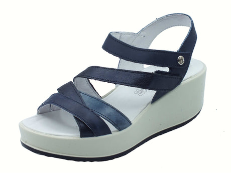 ENVAL Soft ENVAL Soft 7780611 Vitello Anticato Blu Sandali Confort per Donna in pelle doppio stretch Blu