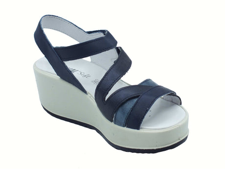 ENVAL Soft ENVAL Soft 7780611 Vitello Anticato Blu Sandali Confort per Donna in pelle doppio stretch Blu