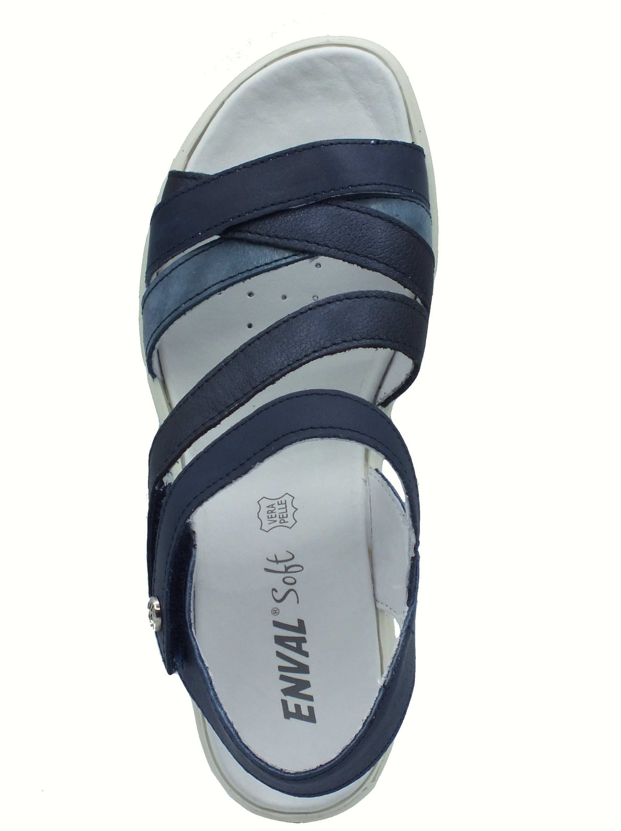 ENVAL Soft ENVAL Soft 7780611 Vitello Anticato Blu Sandali Confort per Donna in pelle doppio stretch Blu
