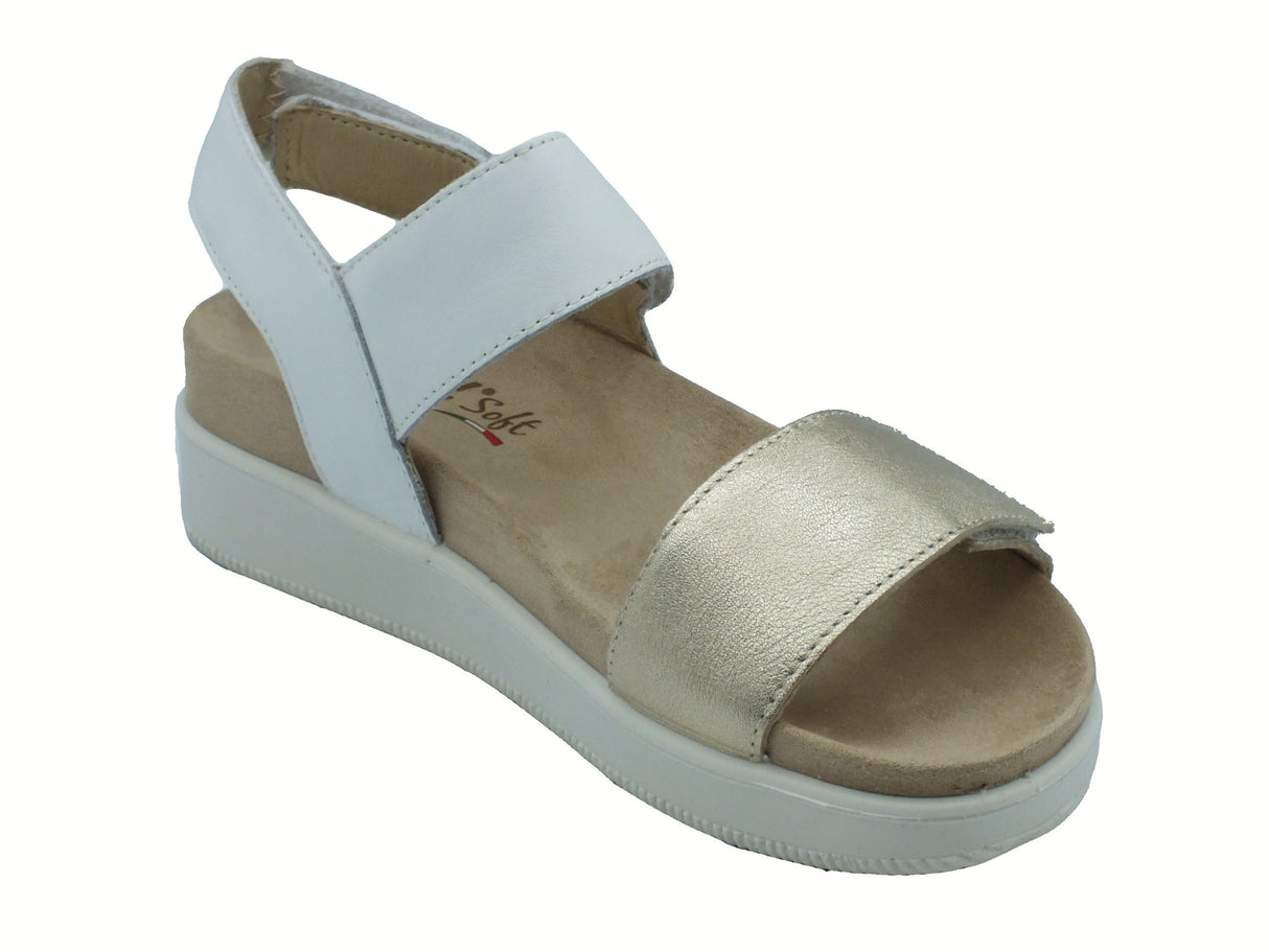 ENVAL Soft ENVAL Soft 7788544 Nappa Bianco Platino Sandali Confort per Donna in pelle tripla chiusura Bianco Platino
