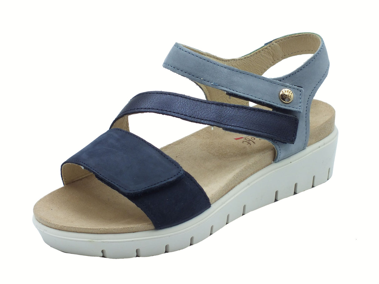ENVAL Soft ENVAL Soft 7790311 Nabuk Blu Sandali Confort per Donna in nabuk e pelle triplo strappo Blu
