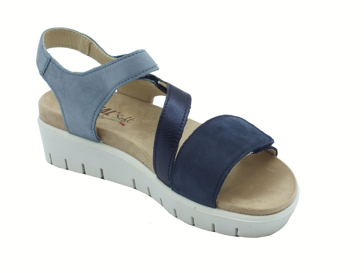 ENVAL Soft ENVAL Soft 7790311 Nabuk Blu Sandali Confort per Donna in nabuk e pelle triplo strappo Blu