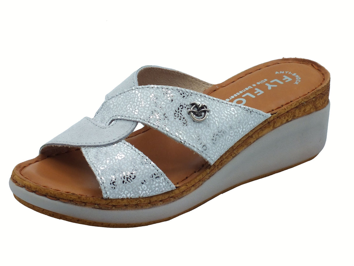 Fly Flot FlyFlot 36 J53 VG Renate Grigio Chi Sandali per Donna pelle effetto satinato argento sottopiede pell Grigio