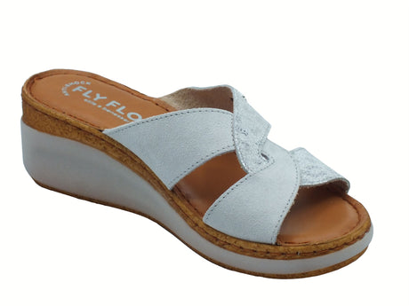 Fly Flot FlyFlot 36 J53 VG Renate Grigio Chi Sandali per Donna pelle effetto satinato argento sottopiede pell Grigio