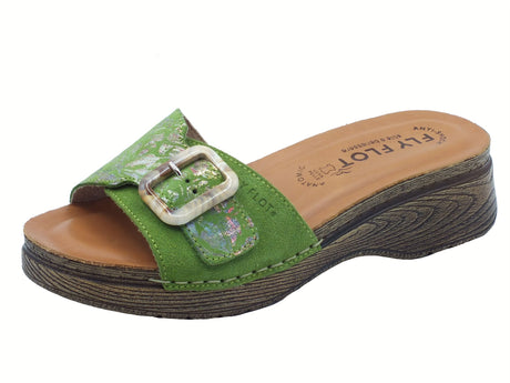 Fly Flot FlyFlot 72 K99 SG Sarzana Verde Ciabatte per Donna in pelle sottopiede antishock Verde