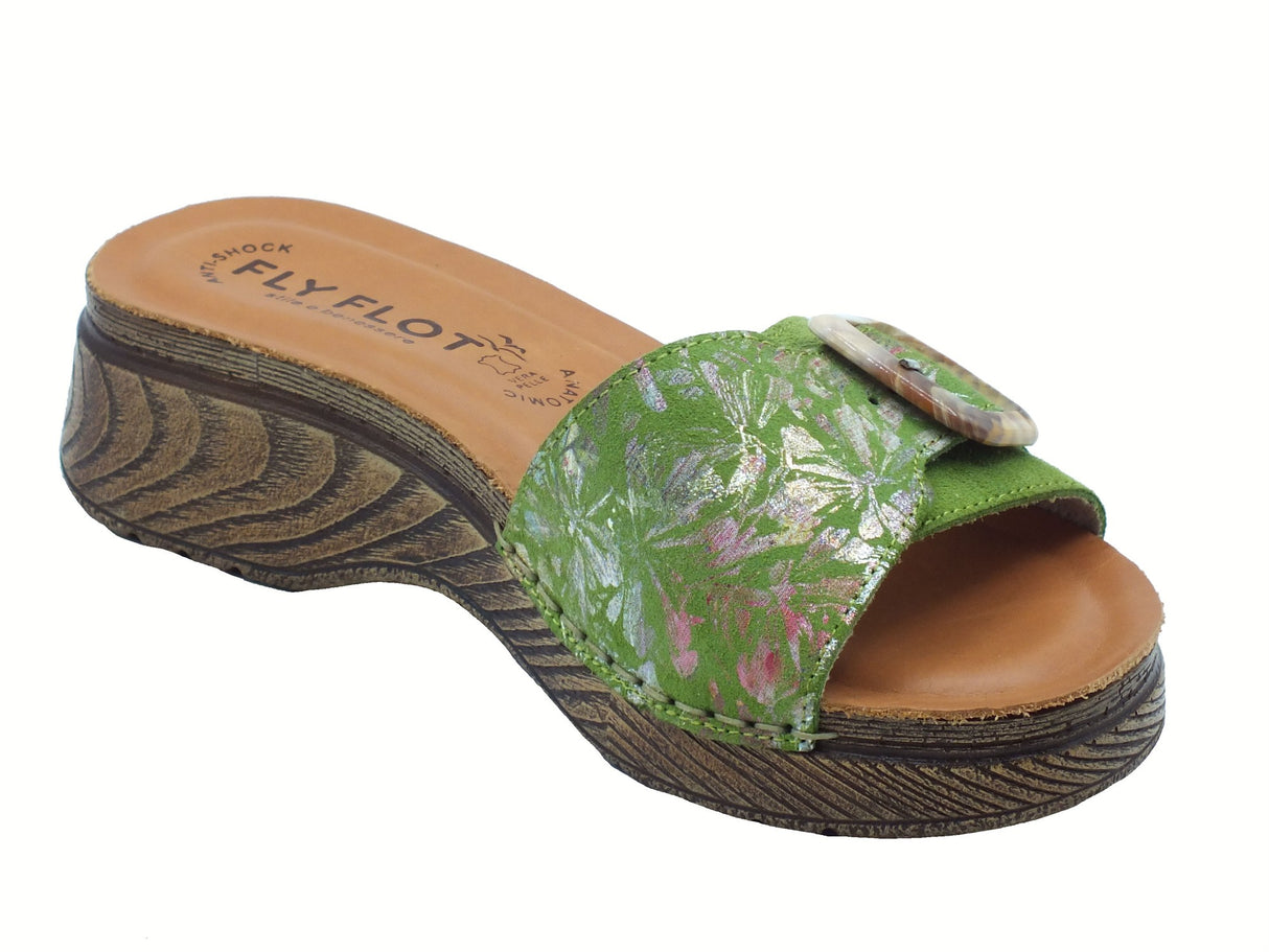 Fly Flot FlyFlot 72 K99 SG Sarzana Verde Ciabatte per Donna in pelle sottopiede antishock Verde