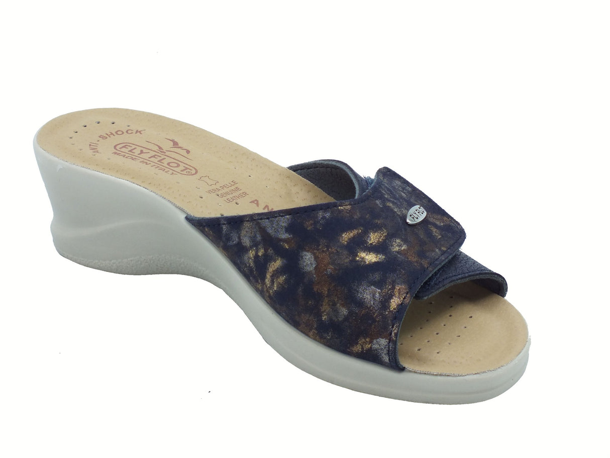 Fly Flot FlyFlot 96 96 A63 HE Scurelle Blu Ciabatte per Donna in ecopelle sottopiede antishock Blu
