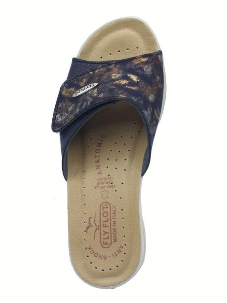 Fly Flot FlyFlot 96 96 A63 HE Scurelle Blu Ciabatte per Donna in ecopelle sottopiede antishock Blu