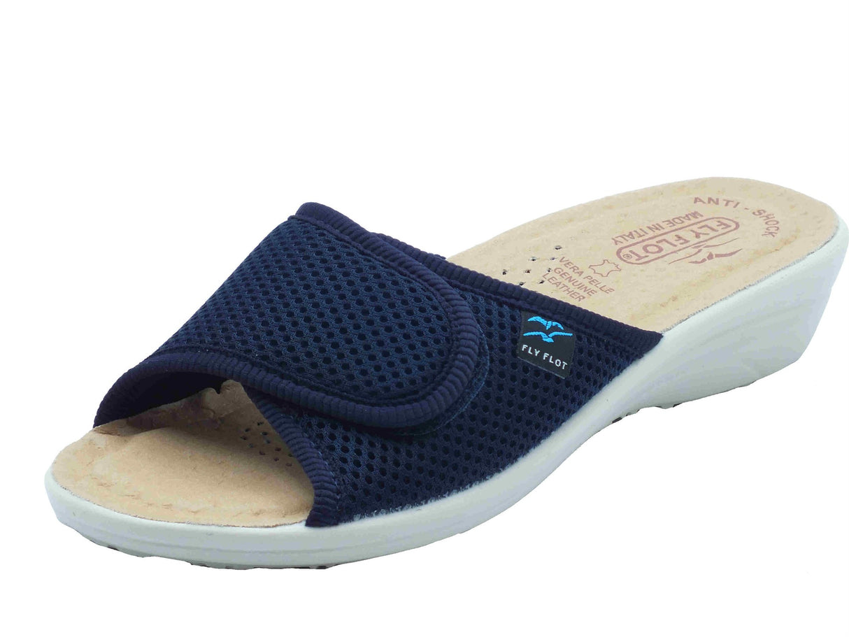 Fly Flot FlyFlot T4 413 FE Bevilacqua Blu Ciabatte per Donna in tessuto con chiusura a strappo Blu