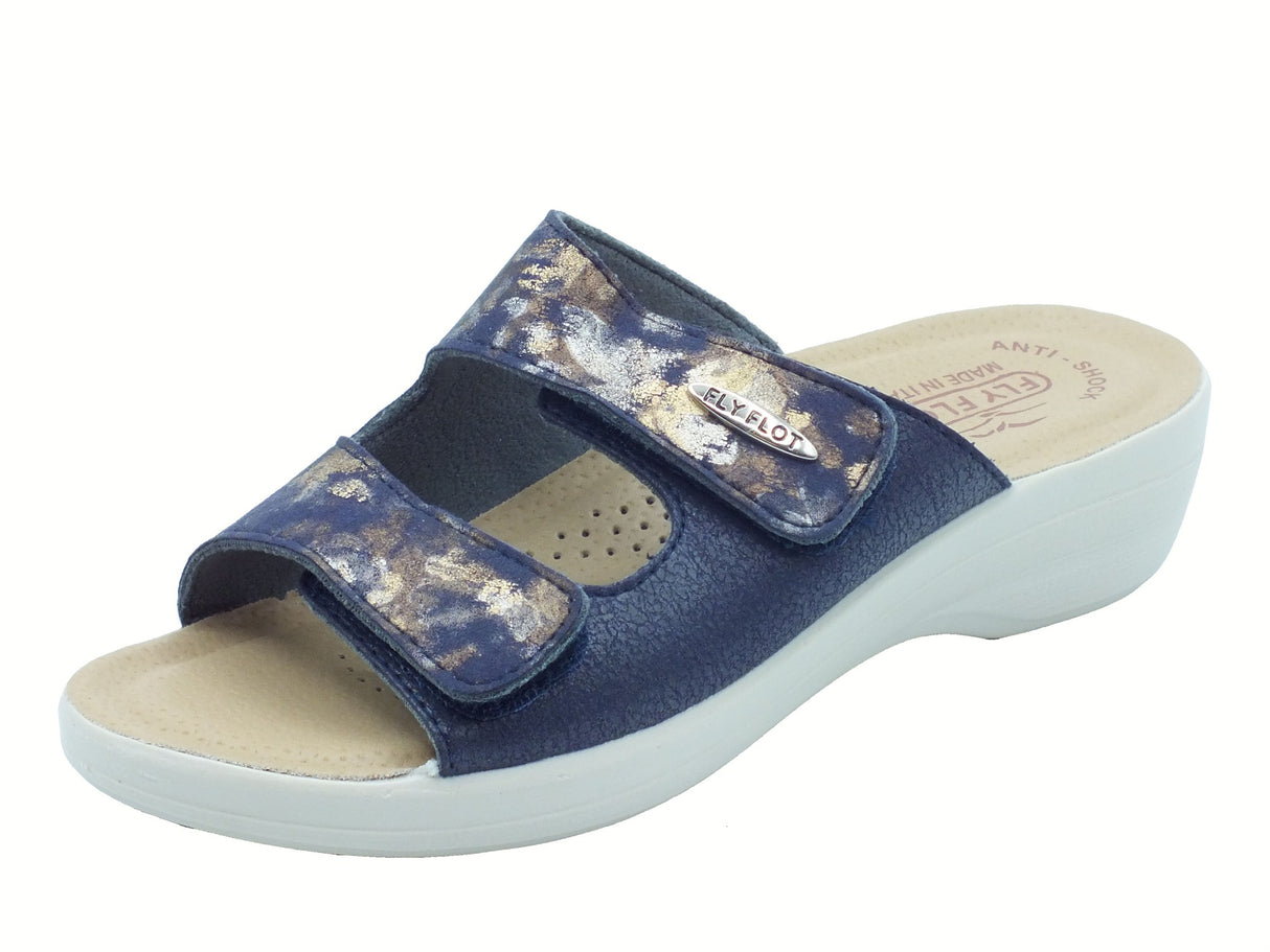 Fly Flot FlyFlot T5 B18 H3 Pordenone Blu Ciabatte per Donna in ecopelle sottopiede antishock Blu