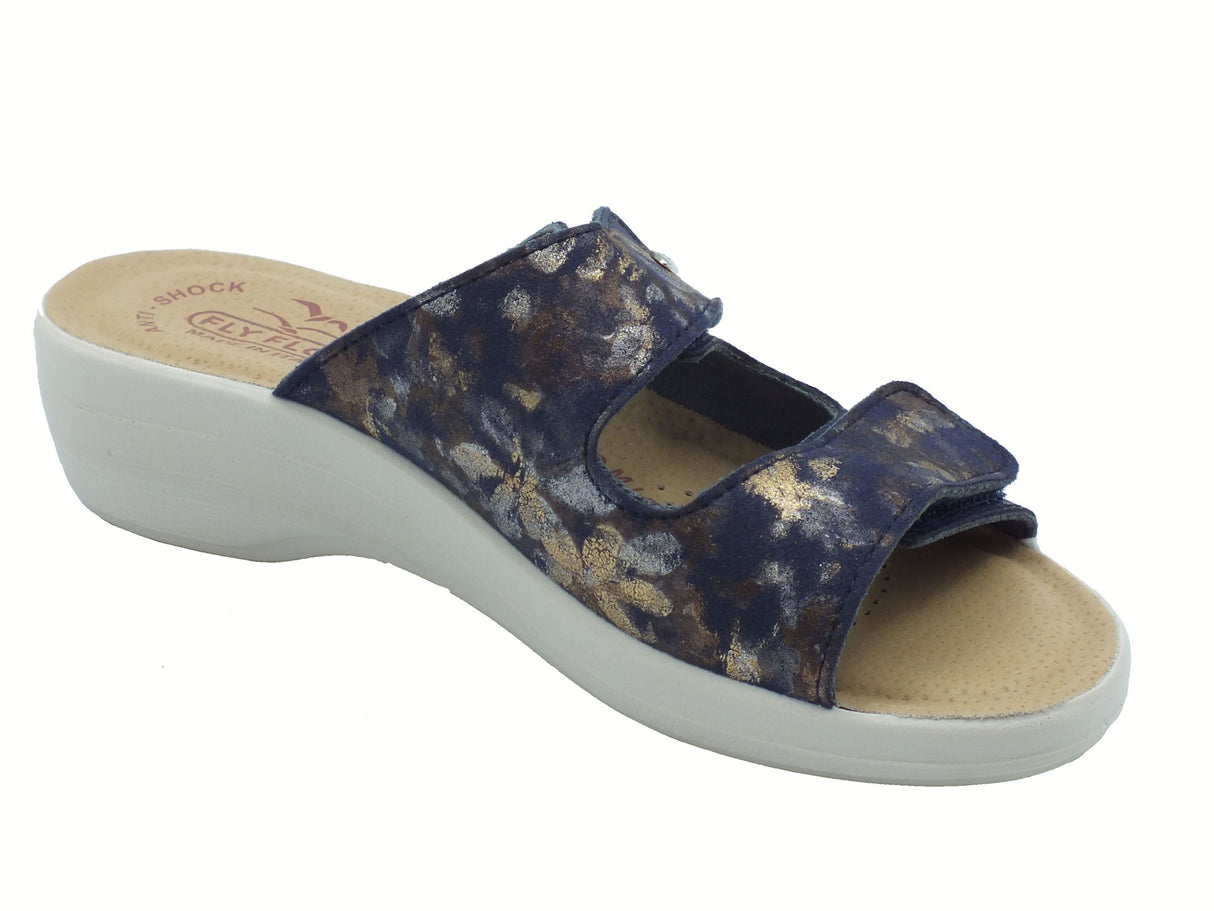 Fly Flot FlyFlot T5 B18 H3 Pordenone Blu Ciabatte per Donna in ecopelle sottopiede antishock Blu