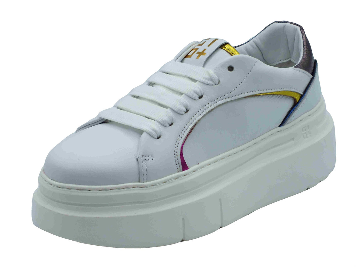 GIO+ GIO+ ARIA01 Combi White Laminati Sneakers per Donna in pelle bianca zeppa alta White