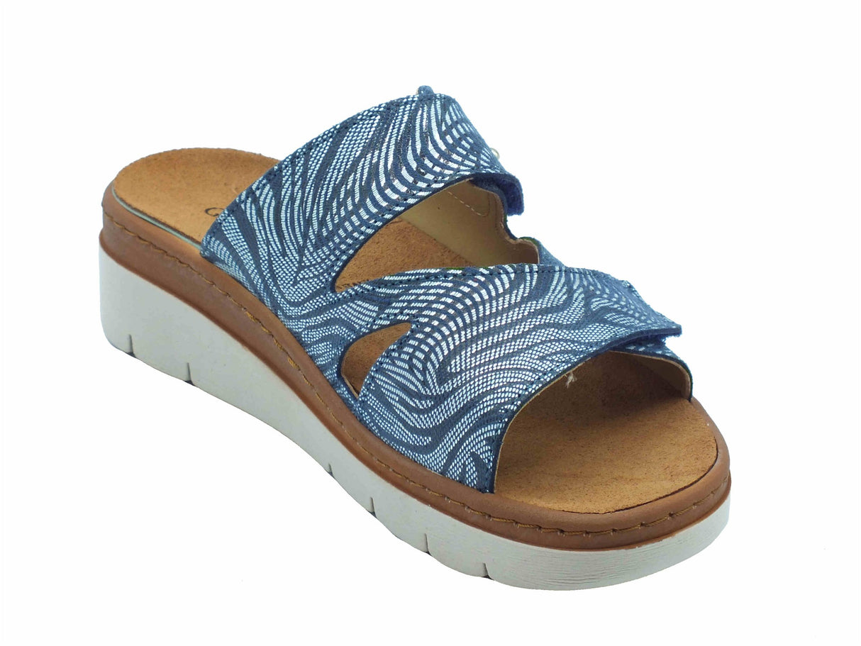 Grunland Grunland MOLL CE0455 Blu Multi Sandali confort per Donna in pelle con doppia chiusura a strappo Blu Multi