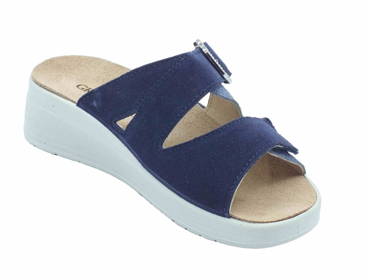 Grunland Grunland DIDA CE0464 Jeans Sandali confort per Donna in nabuk con doppia chiusura a strappo Jeans