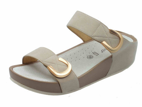 Grunland Grunland DIRA CI2577 Beige Sandali confort per Donna in pelle beige doppia chiusura a strappo Beige