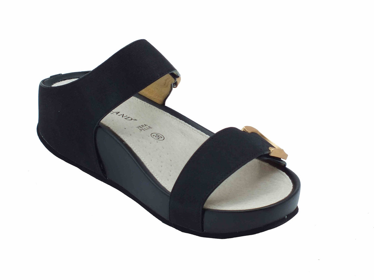 Grunland Grunland DIRA CI2577 Nero Sandali confort per Donna in pelle doppia chiusura a strappo Nero
