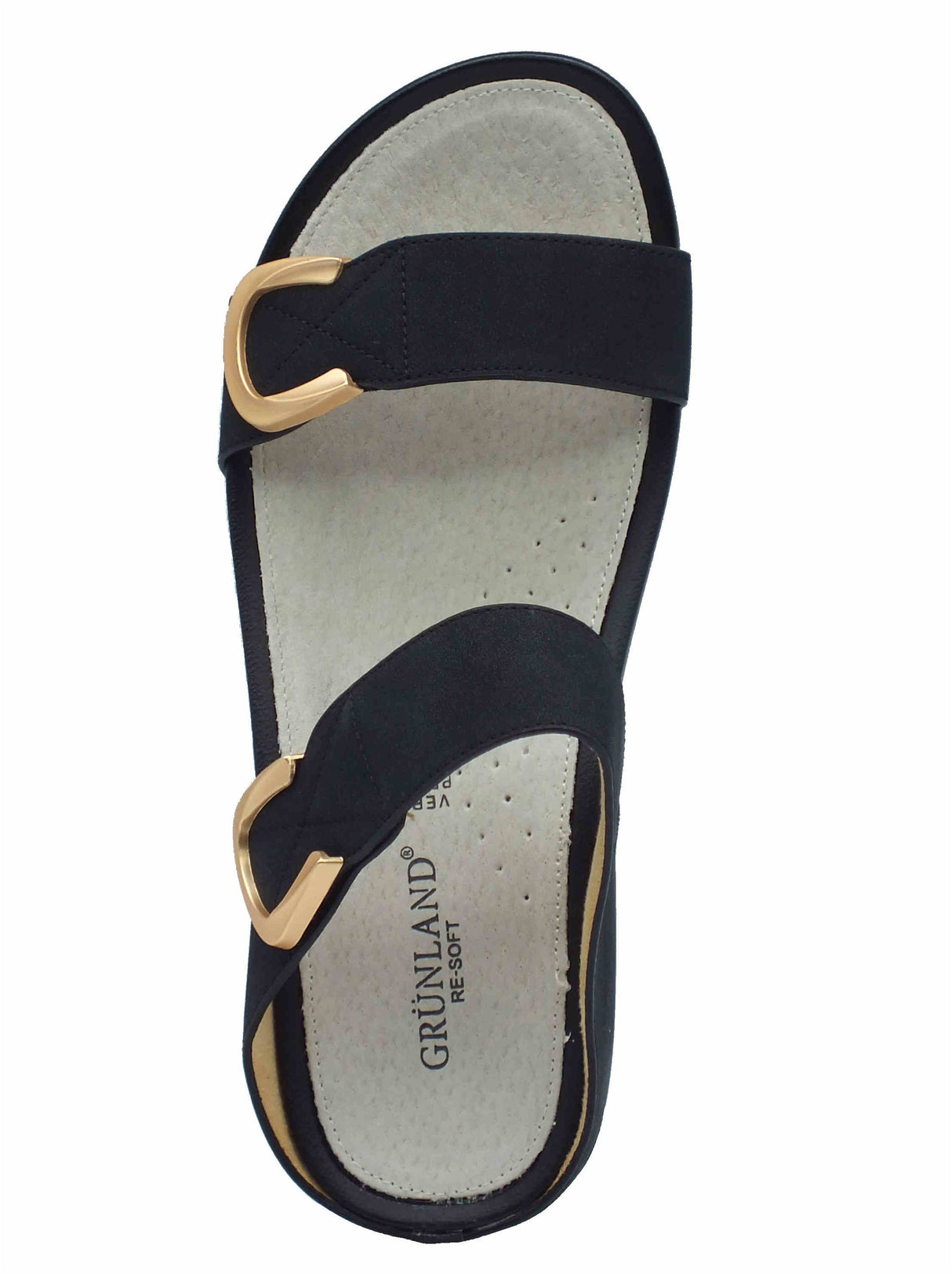 Grunland Grunland DIRA CI2577 Nero Sandali confort per Donna in pelle doppia chiusura a strappo Nero