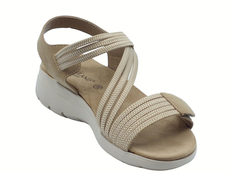 Grunland Grunland DEMA SA2066 Beige Sandali sportivi per Donna in tessuto elasticizzato con doppio strappo Beige