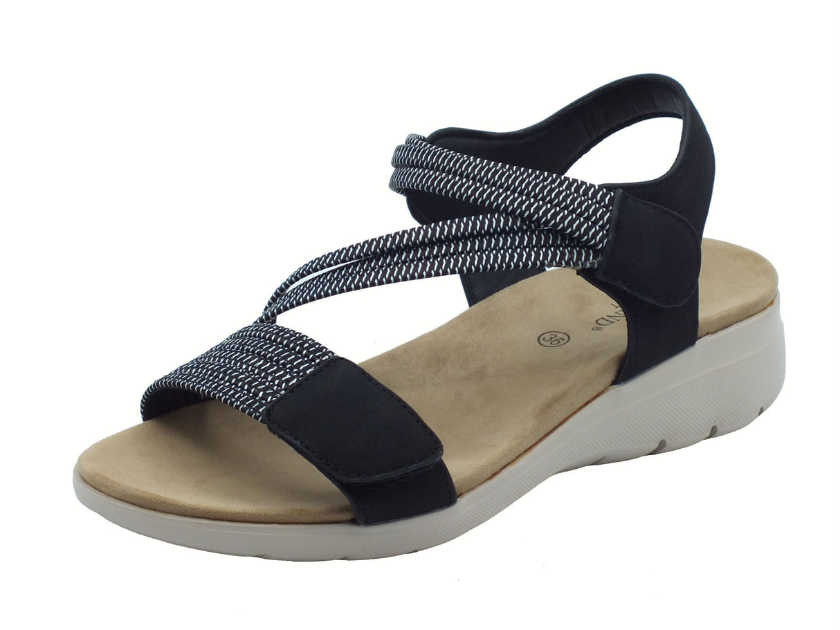 Grunland Grunland DEMA SA2066 Nero Sandali sportivi per Donna in tessuto elasticizzato con doppio strappo Nero