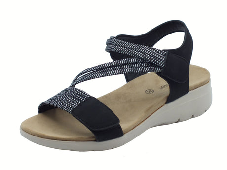 Grunland Grunland DEMA SA2066 Nero Sandali sportivi per Donna in tessuto elasticizzato con doppio strappo Nero