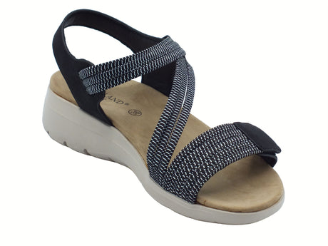 Grunland Grunland DEMA SA2066 Nero Sandali sportivi per Donna in tessuto elasticizzato con doppio strappo Nero