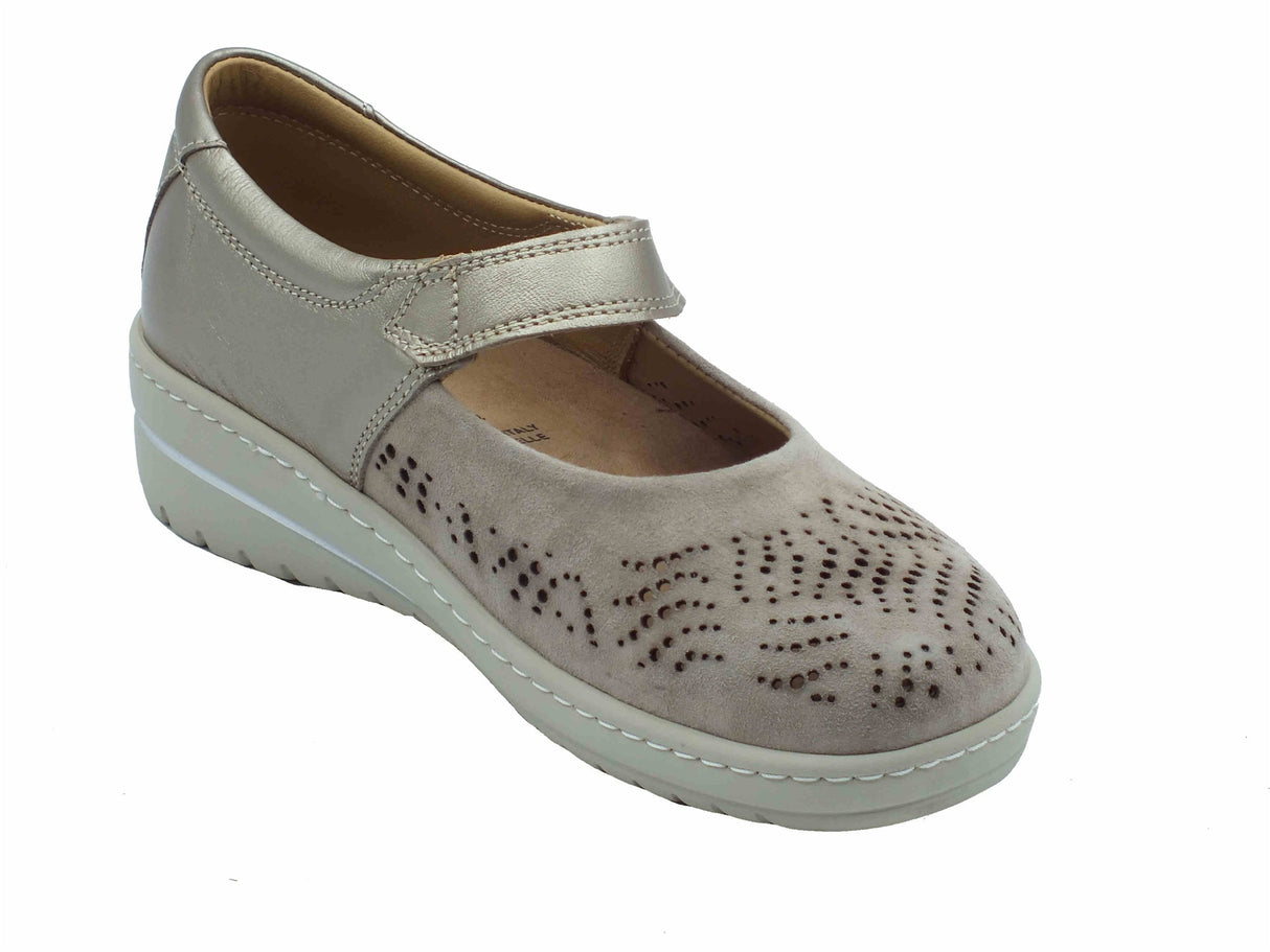 Grunland Grunland NILE SC2149 Corda Ballerine confort per Donna in pelle e nabuk beige Corda