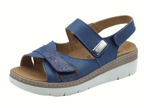 Grunland Grunland MOLL SE0148 Jeans Sandali confort per Donna in pelle con tripla chiusura a strappo Jeans