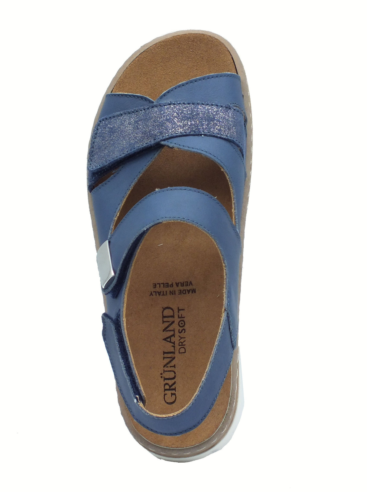 Grunland Grunland MOLL SE0148 Jeans Sandali confort per Donna in pelle con tripla chiusura a strappo Jeans