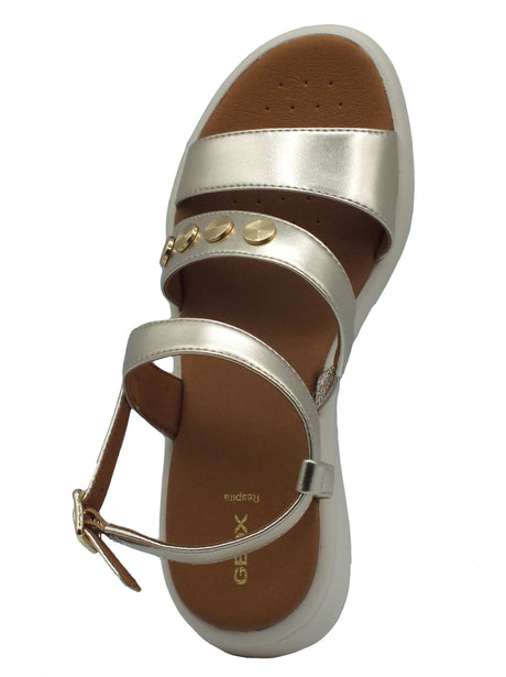 Geox Geox D550EF Meliconia Lt Gold Sandali zeppa bassa per Donna in pelle oro Lt Gold