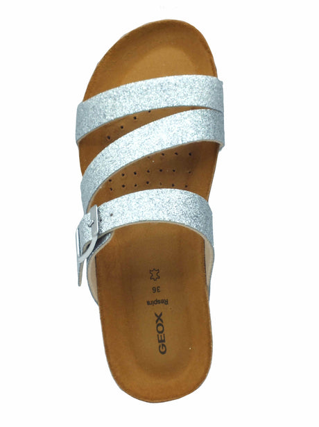 Geox Geox D551AA Sthellae Silver Sandali zeppa bassa per Donna in glitter argento Silver