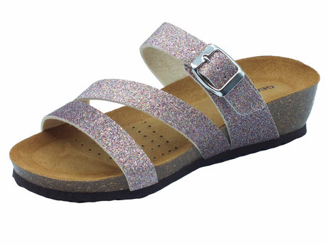 Geox Geox D551AA Sthellae Multicolor Sandali zeppa bassa per Donna in glitter Multicolor