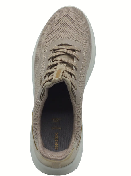Geox Geox D557MA Spherica Taupe Gold Sneakers Sportive per Donna in tessuto con zeppa Taupe Gold