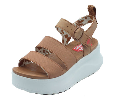 Hey Dude HeyDude 43198 Delray Buckle Classic Tan Sandali per Donna in tessuto tanganica zeppa alta Tan