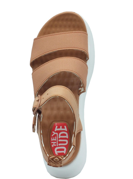 Hey Dude HeyDude 43198 Delray Buckle Classic Tan Sandali per Donna in tessuto tanganica zeppa alta Tan